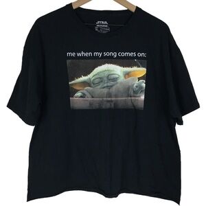 FIFTH SUN Star Wars Baby Yoda Grogu T Shirt Short Sleeve Cut Off Raw Hem Size XL